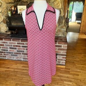 Zara Red and White Geometric Sleeveless Dress